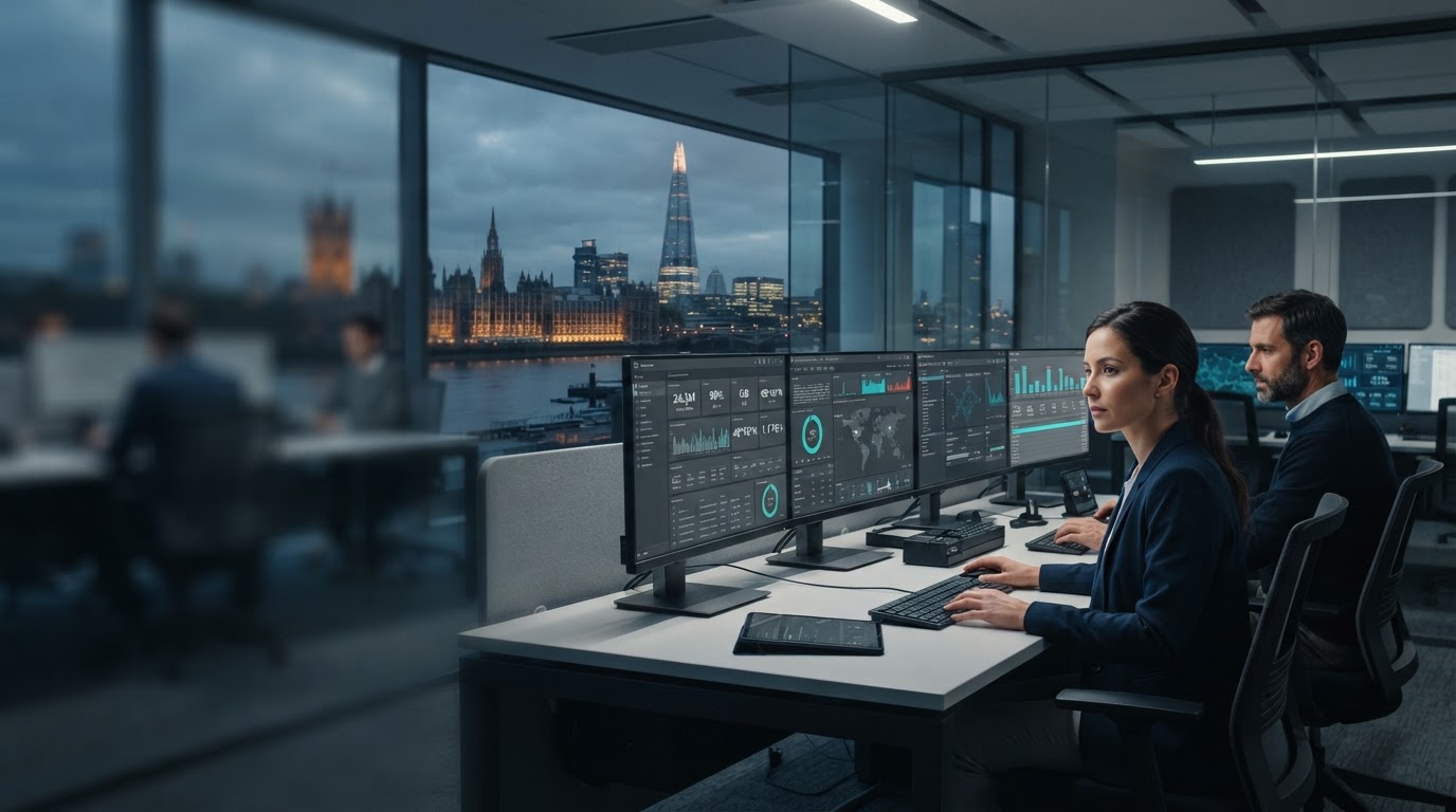 Kern Luxeron adaptive risk engine visualised across a dark trading dashboard
